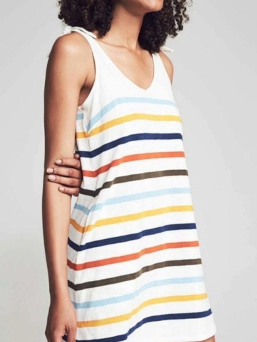 Faherty Florence Dress in the Toto Multi Stripe pattern